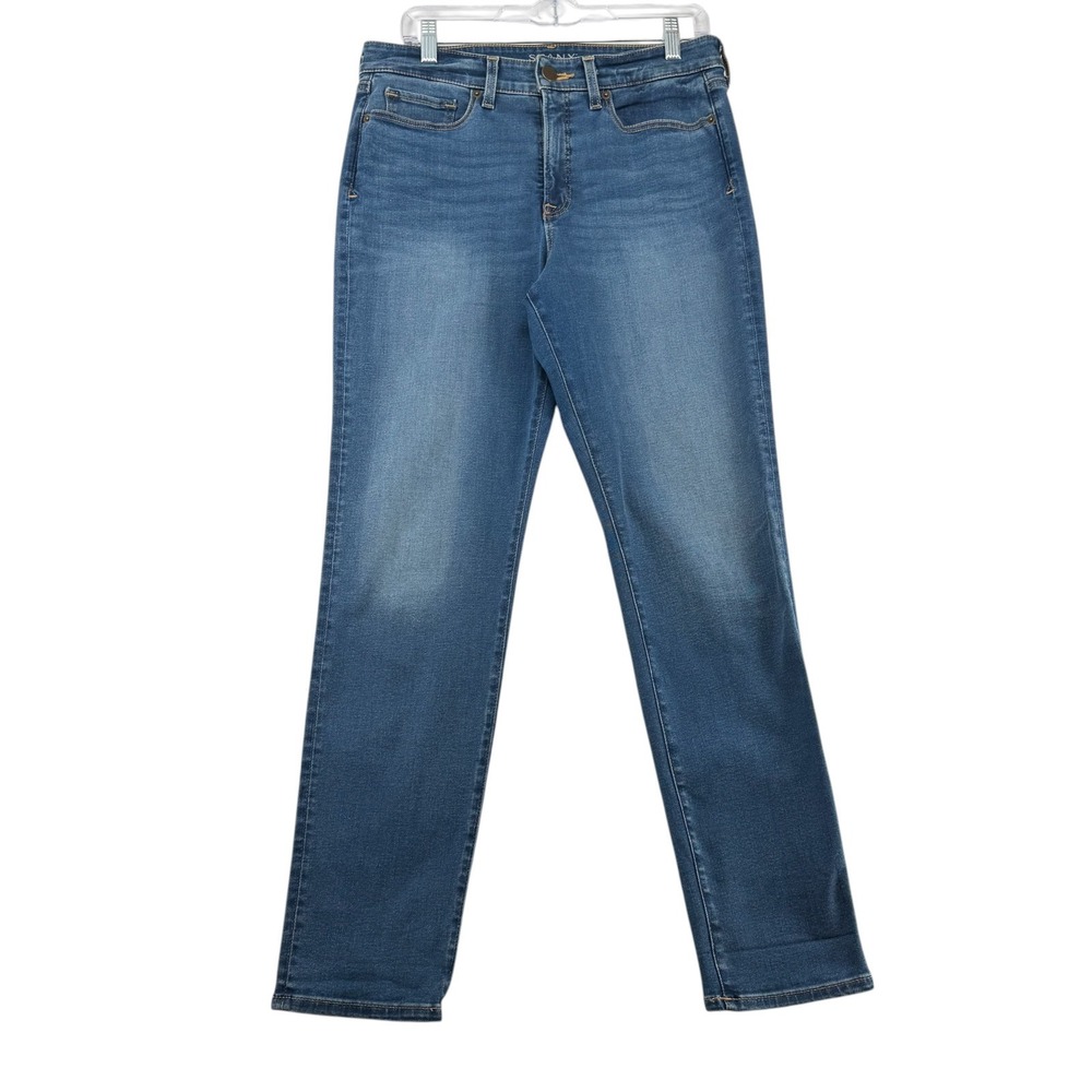 Spanx 5-Pocket Boyfriend Jeans Womens 29 Blue Medium Wash Straight Leg FD8115